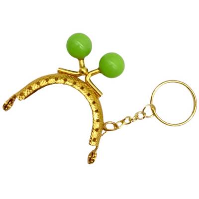 Angel Çanta Aksesuar 5 cm Anahtarlıklı Toplu Cüzdan Klipsi Fıstık Yeşili Renk Gold Metal - 3