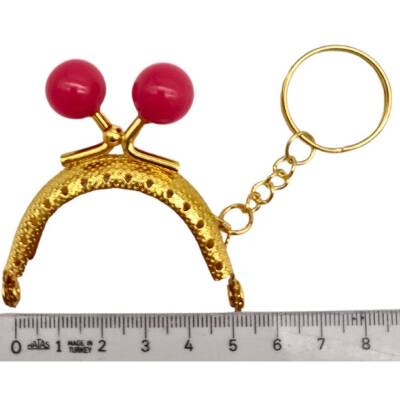 Angel Çanta Aksesuar 5 cm Anahtarlıklı Toplu Cüzdan Klipsi Fuşya Renk Gold Metal - 2