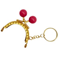 Angel Çanta Aksesuar 5 cm Anahtarlıklı Toplu Cüzdan Klipsi Fuşya Renk Gold Metal - 3