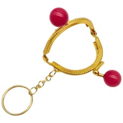 Angel Çanta Aksesuar 5 cm Anahtarlıklı Toplu Cüzdan Klipsi Fuşya Renk Gold Metal - 4
