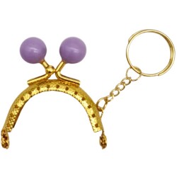 Angel Çanta Aksesuar 5 cm Anahtarlıklı Toplu Cüzdan Klipsi Lila Renk Gold Metal - Angel Çanta Aksesuar