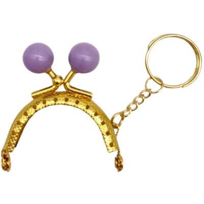 Angel Çanta Aksesuar 5 cm Anahtarlıklı Toplu Cüzdan Klipsi Lila Renk Gold Metal - 1