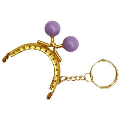 Angel Çanta Aksesuar 5 cm Anahtarlıklı Toplu Cüzdan Klipsi Lila Renk Gold Metal - 3