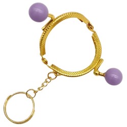 Angel Çanta Aksesuar 5 cm Anahtarlıklı Toplu Cüzdan Klipsi Lila Renk Gold Metal - 4