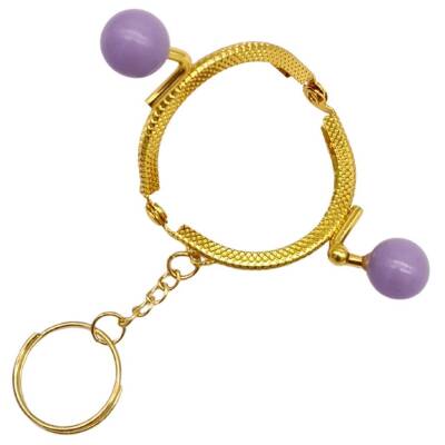 Angel Çanta Aksesuar 5 cm Anahtarlıklı Toplu Cüzdan Klipsi Lila Renk Gold Metal - 4