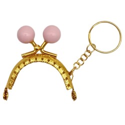 Angel Çanta Aksesuar 5 cm Anahtarlıklı Toplu Cüzdan Klipsi Pudra Renk Gold Metal - Angel Çanta Aksesuar