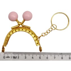 Angel Çanta Aksesuar 5 cm Anahtarlıklı Toplu Cüzdan Klipsi Pudra Renk Gold Metal - 2