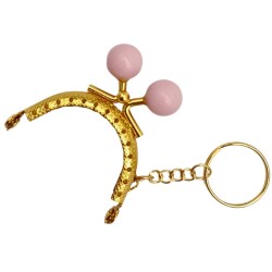Angel Çanta Aksesuar 5 cm Anahtarlıklı Toplu Cüzdan Klipsi Pudra Renk Gold Metal - 3