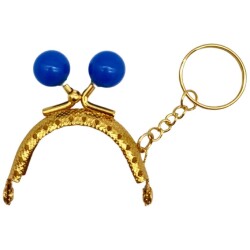 Angel Çanta Aksesuar 5 cm Anahtarlıklı Toplu Cüzdan Klipsi Saks Mavi Renk Gold Metal - Angel Çanta Aksesuar