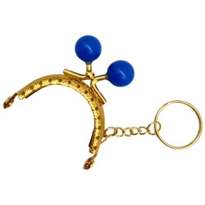 Angel Çanta Aksesuar 5 cm Anahtarlıklı Toplu Cüzdan Klipsi Saks Mavi Renk Gold Metal - 3