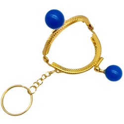 Angel Çanta Aksesuar 5 cm Anahtarlıklı Toplu Cüzdan Klipsi Saks Mavi Renk Gold Metal - 4