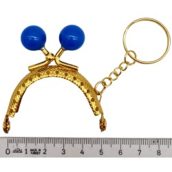 Angel Çanta Aksesuar 5 cm Anahtarlıklı Toplu Cüzdan Klipsi Saks Mavi Renk Gold Metal - 2