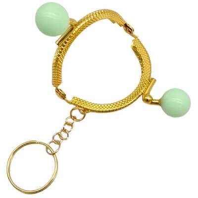 Angel Çanta Aksesuar 5 cm Anahtarlıklı Toplu Cüzdan Klipsi Su Yeşili Renk Gold Metal - 4