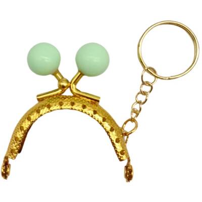 Angel Çanta Aksesuar 5 cm Anahtarlıklı Toplu Cüzdan Klipsi Su Yeşili Renk Gold Metal - 1