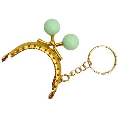 Angel Çanta Aksesuar 5 cm Anahtarlıklı Toplu Cüzdan Klipsi Su Yeşili Renk Gold Metal - 3