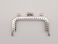 Angel Çanta Aksesuar 8.5 cm Dikdörtgen Çanta Klipsi Çanta Bursu Gümüş Metal - Angel Çanta Aksesuar