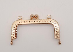 Angel Çanta Aksesuar 8.5 cm Dikdörtgen Çanta Klipsi Çanta Bursu Light Gold Metal - Angel Çanta Aksesuar