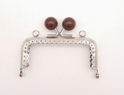 Angel Çanta Aksesuar 8.5 cm Kahverengi Toplu Çanta Klipsi Çanta Bursu Gümüş Metal - Angel Çanta Aksesuar