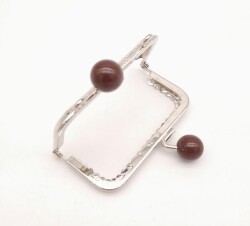 Angel Çanta Aksesuar 8.5 cm Kahverengi Toplu Çanta Klipsi Çanta Bursu Gümüş Metal - 2