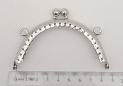 Angel Çanta Aksesuar 8.5 cm Oval Cüzdan Klipsi Cüzdan Bursu Gümüş Renk - 2
