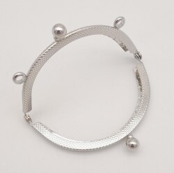 Angel Çanta Aksesuar 8.5 cm Oval Cüzdan Klipsi Cüzdan Bursu Gümüş Renk - 3