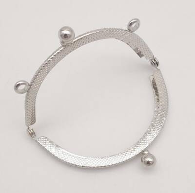 Angel Çanta Aksesuar 8.5 cm Oval Cüzdan Klipsi Cüzdan Bursu Gümüş Renk - 3