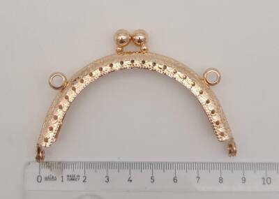 Angel Çanta Aksesuar 8.5 cm Oval Cüzdan Klipsi Cüzdan Bursu Light Gold Renk - 2