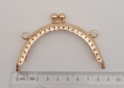 Angel Çanta Aksesuar 8.5 cm Oval Cüzdan Klipsi Cüzdan Bursu Light Gold Renk - 2