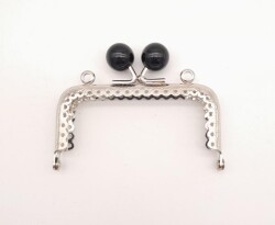 Angel Çanta Aksesuar 8.5 cm Siyah Toplu Çanta Klipsi Çanta Bursu Gümüş Metal - Angel Çanta Aksesuar