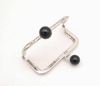 Angel Çanta Aksesuar 8.5 cm Siyah Toplu Çanta Klipsi Çanta Bursu Gümüş Metal - 2