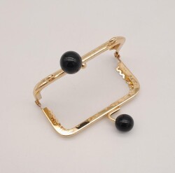 Angel Çanta Aksesuar 8.5 cm Siyah Toplu Çanta Klipsi Çanta Bursu Light Gold Metal - 2