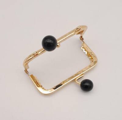 Angel Çanta Aksesuar 8.5 cm Siyah Toplu Çanta Klipsi Çanta Bursu Light Gold Metal - 2