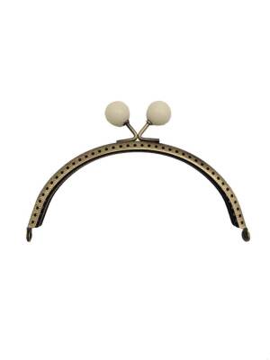 Angel Çanta Aksesuar Cüzdan Klipsi 13 Cm Krem Toplu Antik Metalli - 1