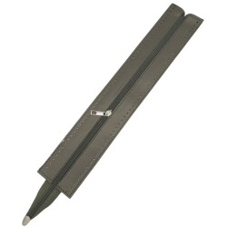 Angel Çanta Aksesuar 40 cm Derili Fermuar Haki Renk Gümüş Metalli - Angel Çanta Aksesuar