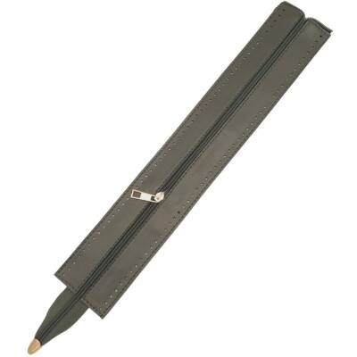 Angel Çanta Aksesuar 40 cm Derili Fermuar Haki Renk Light Gold Metalli - 1