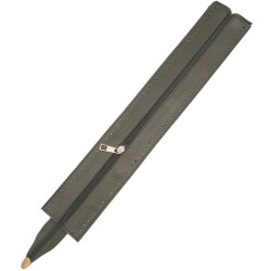 Angel Çanta Aksesuar 40 cm Derili Fermuar Haki Renk Light Gold Metalli - Angel Çanta Aksesuar