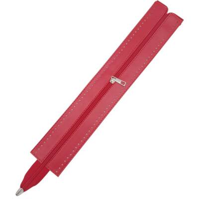 Angel Çanta Aksesuar 40 cm Derili Fermuar Kırmızı Renk Gümüş Metalli - 1