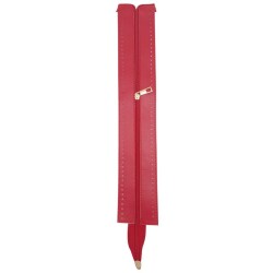 Angel Çanta Aksesuar 40 cm Derili Fermuar Kırmızı Renk Light Gold Metalli - 2