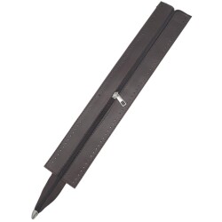 Angel Çanta Aksesuar 40 cm Derili Fermuar Koyu Kahverengi Gümüş Metalli - Angel Çanta Aksesuar