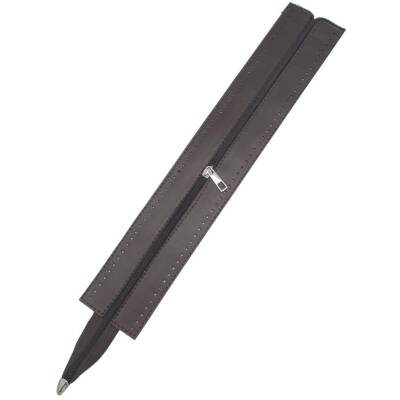 Angel Çanta Aksesuar 40 cm Derili Fermuar Koyu Kahverengi Gümüş Metalli - 1