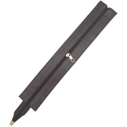 Angel Çanta Aksesuar 40 cm Derili Fermuar Koyu Kahverengi Light Gold Metalli - Angel Çanta Aksesuar