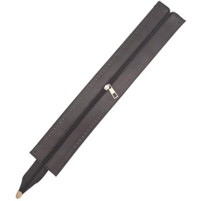 Angel Çanta Aksesuar 40 cm Derili Fermuar Koyu Kahverengi Light Gold Metalli - 1