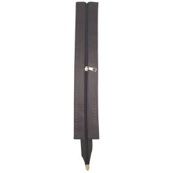 Angel Çanta Aksesuar 40 cm Derili Fermuar Koyu Kahverengi Light Gold Metalli - 2