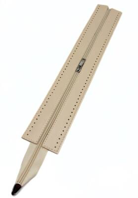 Angel Çanta Aksesuar 40 cm Derili Fermuar Krem Renk Gümüş Renk Metalli - 1