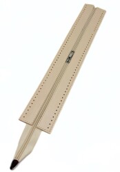 Angel Çanta Aksesuar 40 cm Derili Fermuar Krem Renk Gümüş Renk Metalli - Angel Çanta Aksesuar