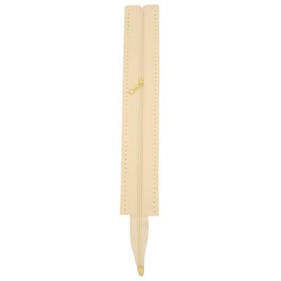 Angel Çanta Aksesuar 40 cm Derili Fermuar Krem Renk Light Gold Metalli - 2