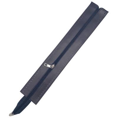 Angel Çanta Aksesuar 40 cm Derili Fermuar Lacivert Renk Gümüş Metalli - 1