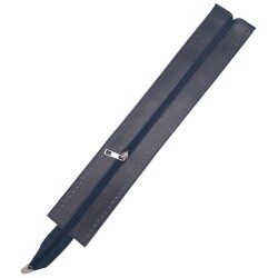 Angel Çanta Aksesuar 40 cm Derili Fermuar Lacivert Renk Gümüş Metalli - Angel Çanta Aksesuar