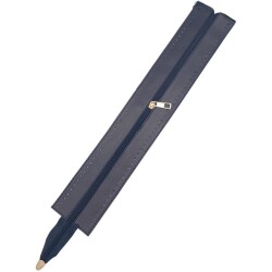 Angel Çanta Aksesuar 40 cm Derili Fermuar Lacivert Renk Light Gold Metalli - Angel Çanta Aksesuar