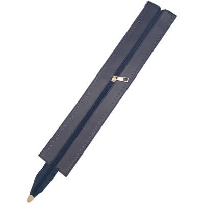 Angel Çanta Aksesuar 40 cm Derili Fermuar Lacivert Renk Light Gold Metalli - 1